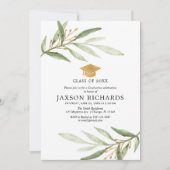 Invitation Diplôme de verdure, gris or vert moderne simple (Devant)