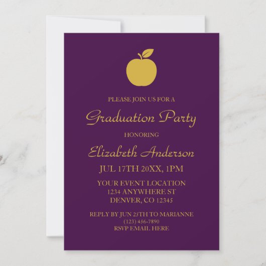 Invitation Diplôme d'enseignant Apple (Devant)