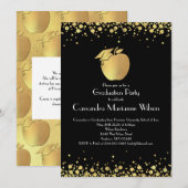 Invitation Diplôme d'enseignement Noir Or (Devant / Derrière)