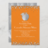 Invitation Diplôme d'enseignement Orange Silver (Devant / Derrière)