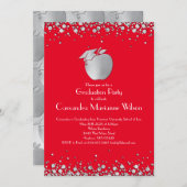 Invitation Diplôme d'enseignement Red Silver (Devant / Derrière)