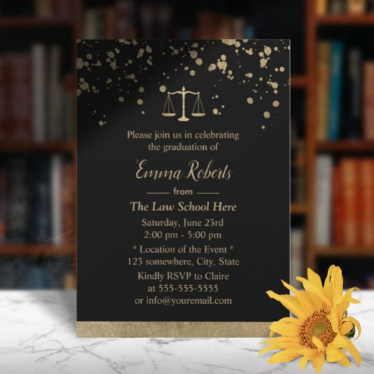 Invitation Diplôme d'études de droit d'avocat Plaques d'or mo