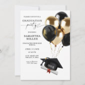 Invitation Diplômé d'études secondaires Or et Noir (Devant)