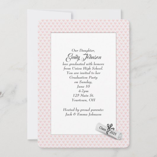 Invitation Diplôme d'études supérieures 2025 sur les coeurs r (Devant)