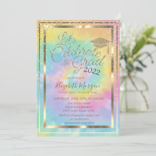 Invitation Diplôme Diamètre de la casquette Étoiles Tee Dye G (Debout devant)