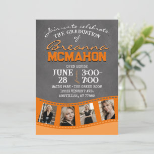 Invitation Diplôme d'image Orange Chalkboard Filmstrip 5
