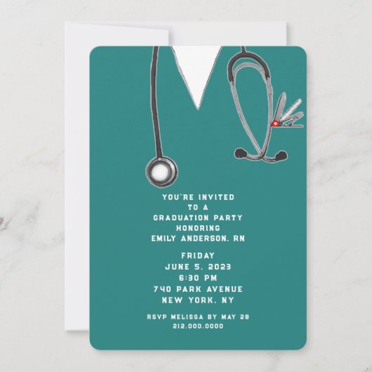 Invitation Diplôme d'infirmière (Devant)