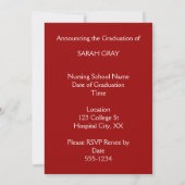 Invitation Diplôme d'infirmière| Cérémonie de Pinning Nursing (Dos)