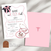 Invitation Diplôme d'infirmière Coquette Rose