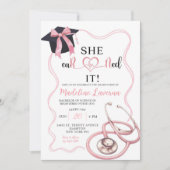 Invitation Diplôme d'infirmière Coquette Rose (Devant)
