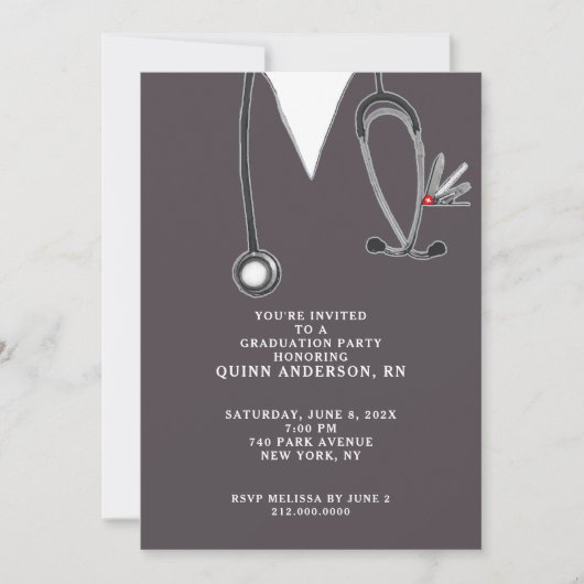 Invitation Diplôme d'infirmière École d'infirmières (Devant)