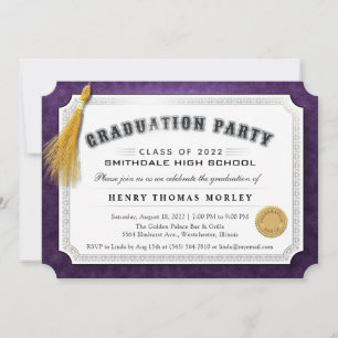 Invitation Diplôme d'Invitation violet et blanc 2022