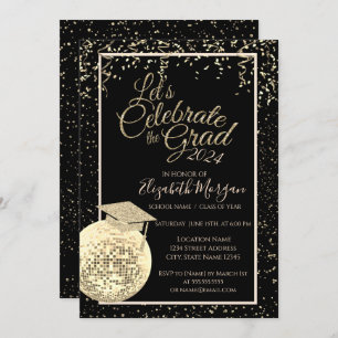 Invitation Diplôme, Disco Ball Confetti Diplôme