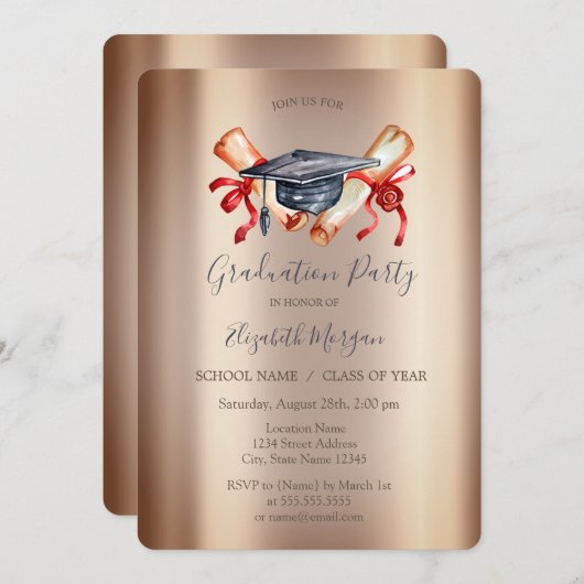 Invitation Diplôme d'obtention d'un diplôme d'obtention d'un  (Devant / Derrière)