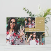 Invitation Diplômé d'or moderne 3 Photo Graduate Party (Debout devant)