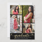 Invitation Diplôme d'or noir 4 Coeurs de calligraphie photo (Devant)