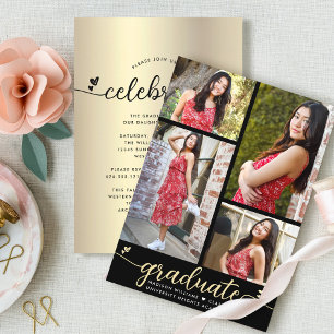 Invitation Diplôme d'or noir 4 Coeurs de calligraphie photo