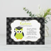 Invitation Diplôme d'Pois de la petite fille de la Hibou (Debout devant)