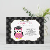 Invitation Diplôme d'Pois de la petite fille de la Hibou (Debout devant)