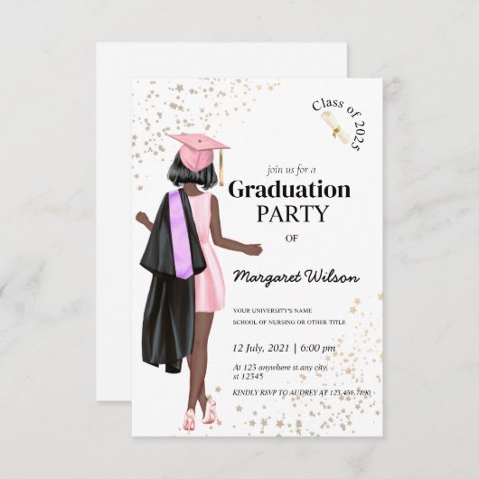 Invitation Diplôme du collège modifiable (Devant / Derrière)