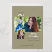 Invitation Diplôme du collège Multi Photo Sage (Devant / Derrière)