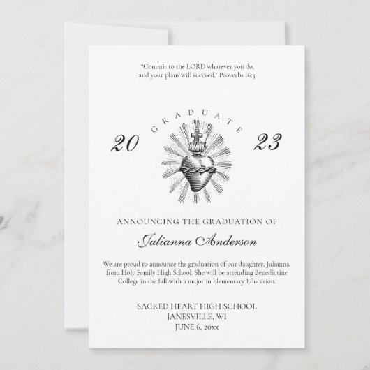 Invitation Diplôme du Sacré-Cœur catholique (Devant)