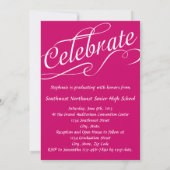 Invitation Diplômé du script Tourbillonnant rose chaud (Dos)