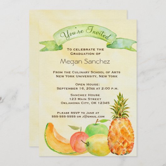 Invitation Diplôme d'une école culinaire (Devant / Derrière)