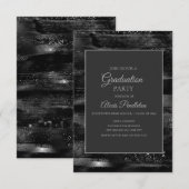 Invitation Diplôme élégant noir argent (Devant / Derrière)