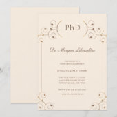 Invitation Diplômé élégant PhD or tan (Devant / Derrière)