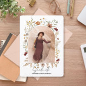 Invitation Diplômé en arc floral encadré Boho