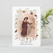 Invitation Diplômé en arc floral encadré Boho (Debout devant)