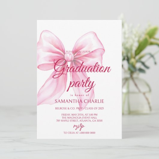 Invitation Diplôme en Bow rose (Debout devant)