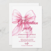 Invitation Diplôme en Bow rose (Devant / Derrière)