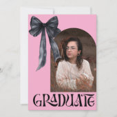 Invitation Diplôme en Bow rose et noir avec photos (Devant)