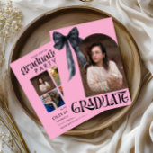 Invitation Diplôme en Bow rose et noir avec photos