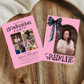 Invitation Diplôme en Bow rose et noir avec photos