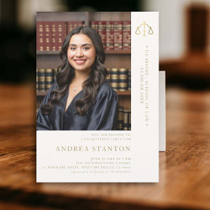 Invitation Diplôme en droit Échelles d'or de la justice Photo