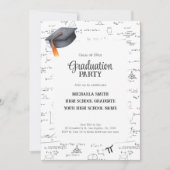 Invitation Diplôme en mathématiques du lycée noir et blanc (Devant)