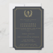 Invitation Diplômé en médecine ostéopathique Gris/Or (Devant)