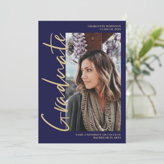 Invitation Diplôme en or de la marine de script (Debout devant)