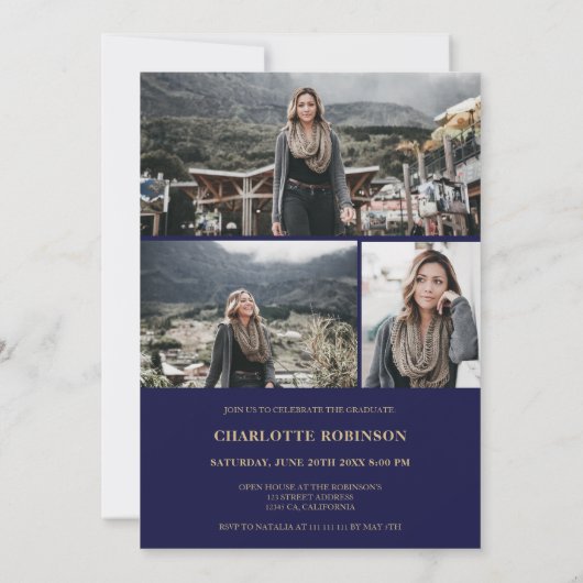 Invitation Diplôme en or de la marine de script (Dos)