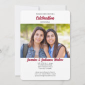 Invitation Diplômé en photo Red Pinstripe 2025 double (Dos)