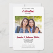 Invitation Diplômé en photo Red Pinstripe 2025 double (Dos)