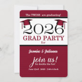 Invitation Diplômé en photo Red Pinstripe 2025 double (Devant)