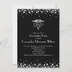 Invitation Diplômé en pratique infirmière avancée Noir Argent