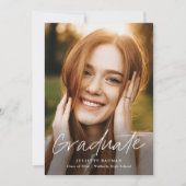 Invitation Diplômé en Script moderne Diplôme en photo simple (Devant)