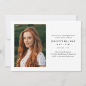 Invitation Diplômé en Script moderne Diplôme en photo simple (Dos)