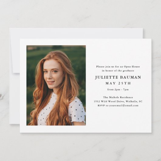 Invitation Diplômé en Script moderne Diplôme en photo simple (Dos)