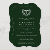Invitation Diplôme en verdure foncée MD Caduceus+Laurel Wreat (Devant / Derrière)